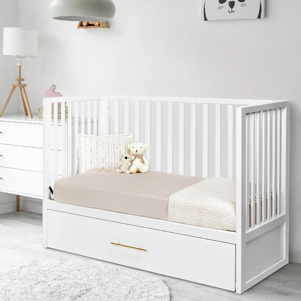 HushCrib 4-in-1 Classic Convertible Baby Crib with Storage Trundle
