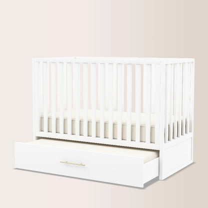 HushCrib 4-in-1 Classic Convertible Baby Crib with Storage Trundle