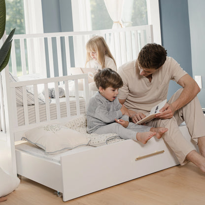 HushCrib 4-in-1 Classic Convertible Baby Crib with Storage Trundle