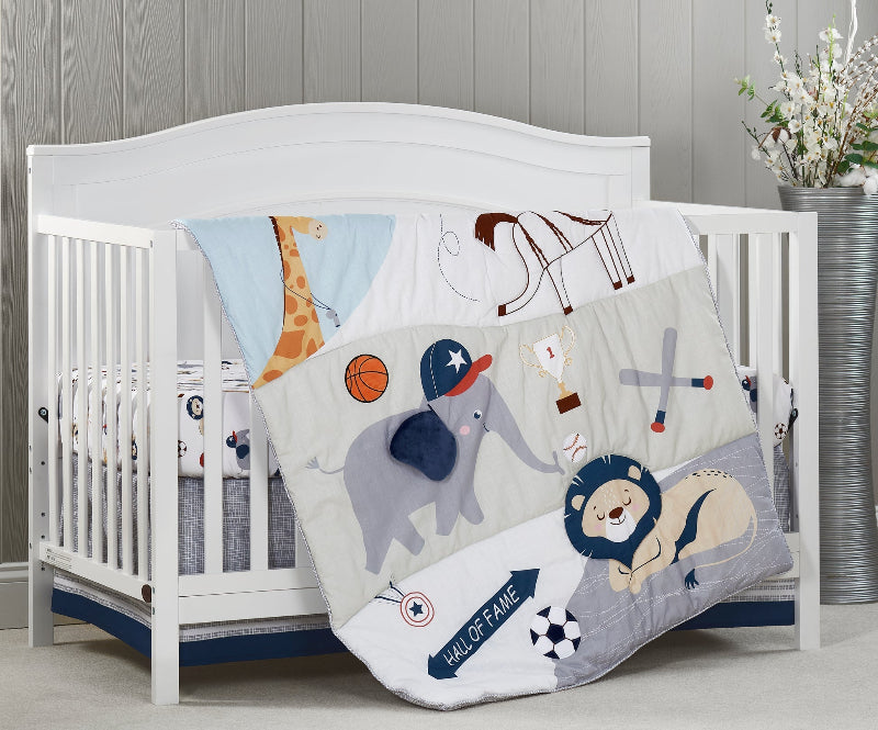 Soho Baby Zoo Sports 3-Piece Baby Crib Nursery Bedding Set