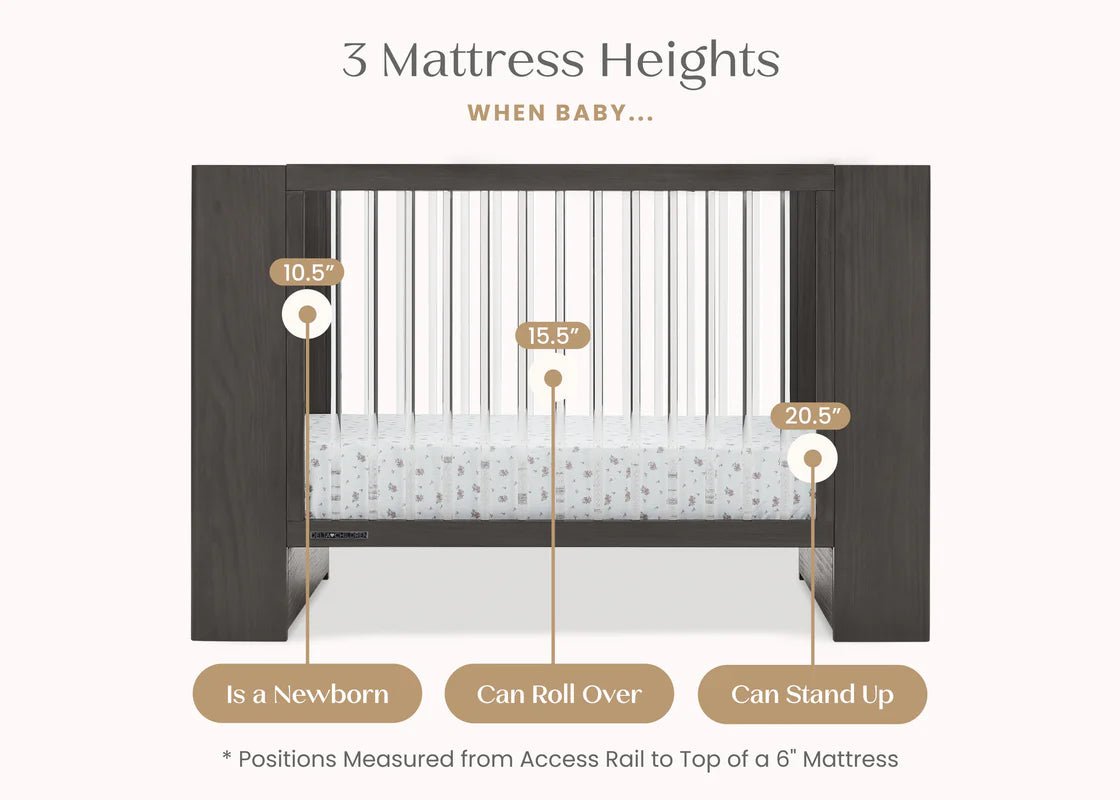 Aerin 4 In 1 Convertible Baby Crib with Adjustable Mattress Height and Modern Nursery Design