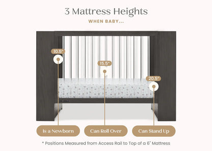 Aerin 4 In 1 Convertible Baby Crib with Adjustable Mattress Height and Modern Nursery Design