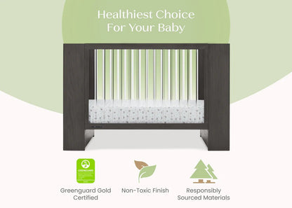 Aerin 4 In 1 Convertible Baby Crib with Adjustable Mattress Height and Modern Nursery Design