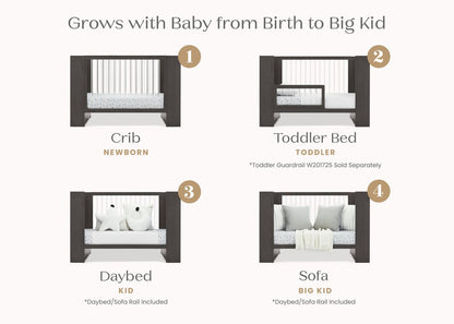 Aerin 4 In 1 Convertible Baby Crib with Adjustable Mattress Height and Modern Nursery Design