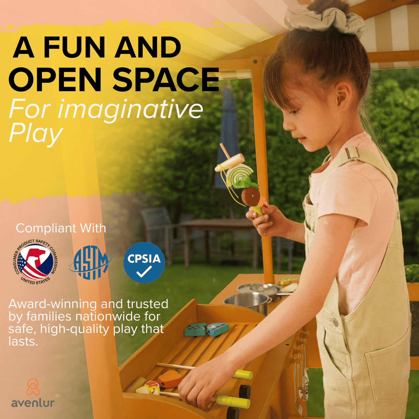 Avenlur Sumac Outdoor Wooden Play Market, Mud Kitchen & Grill Station