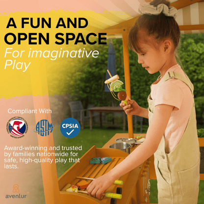 Avenlur Sumac Outdoor Wooden Play Market, Mud Kitchen & Grill Station
