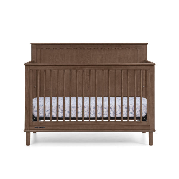 Penelope 6 In 1 Convertible Baby Crib with Scalloped Design and Adjustable Mattress Height