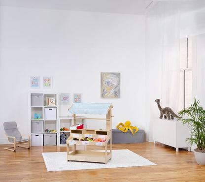 Cypress Wooden Market Stand – Pretend Play Shop for Kids with Storage