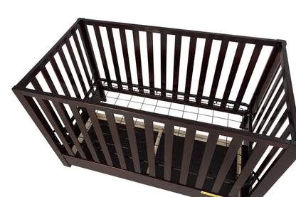 Emma 4‑in‑1 Convertible Crib with Storage Drawer Solid Wood Baby Bed