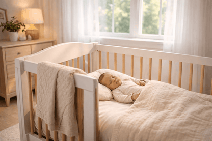 Emma 4‑in‑1 Convertible Crib with Storage Drawer Solid Wood Baby Bed