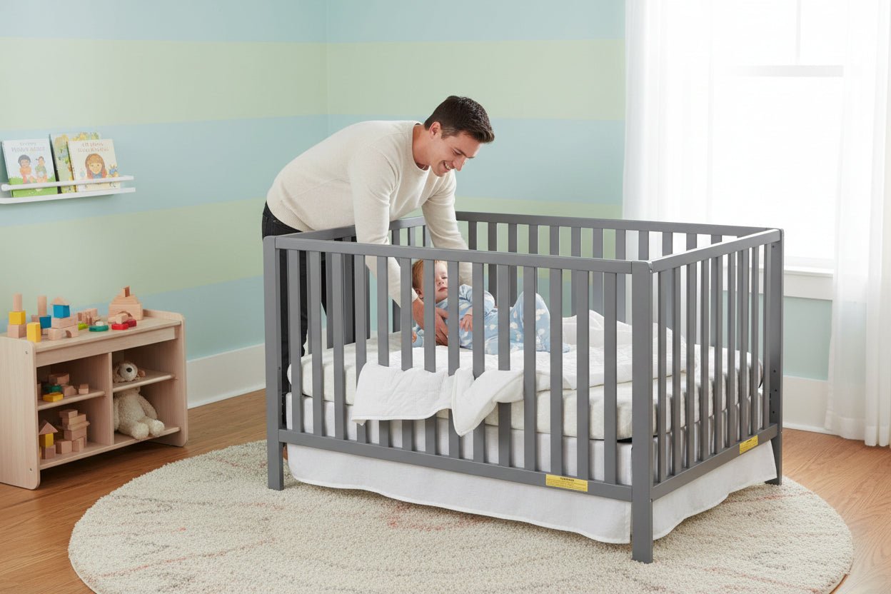 Emma 4‑in‑1 Convertible Crib with Storage Drawer Solid Wood Baby Bed