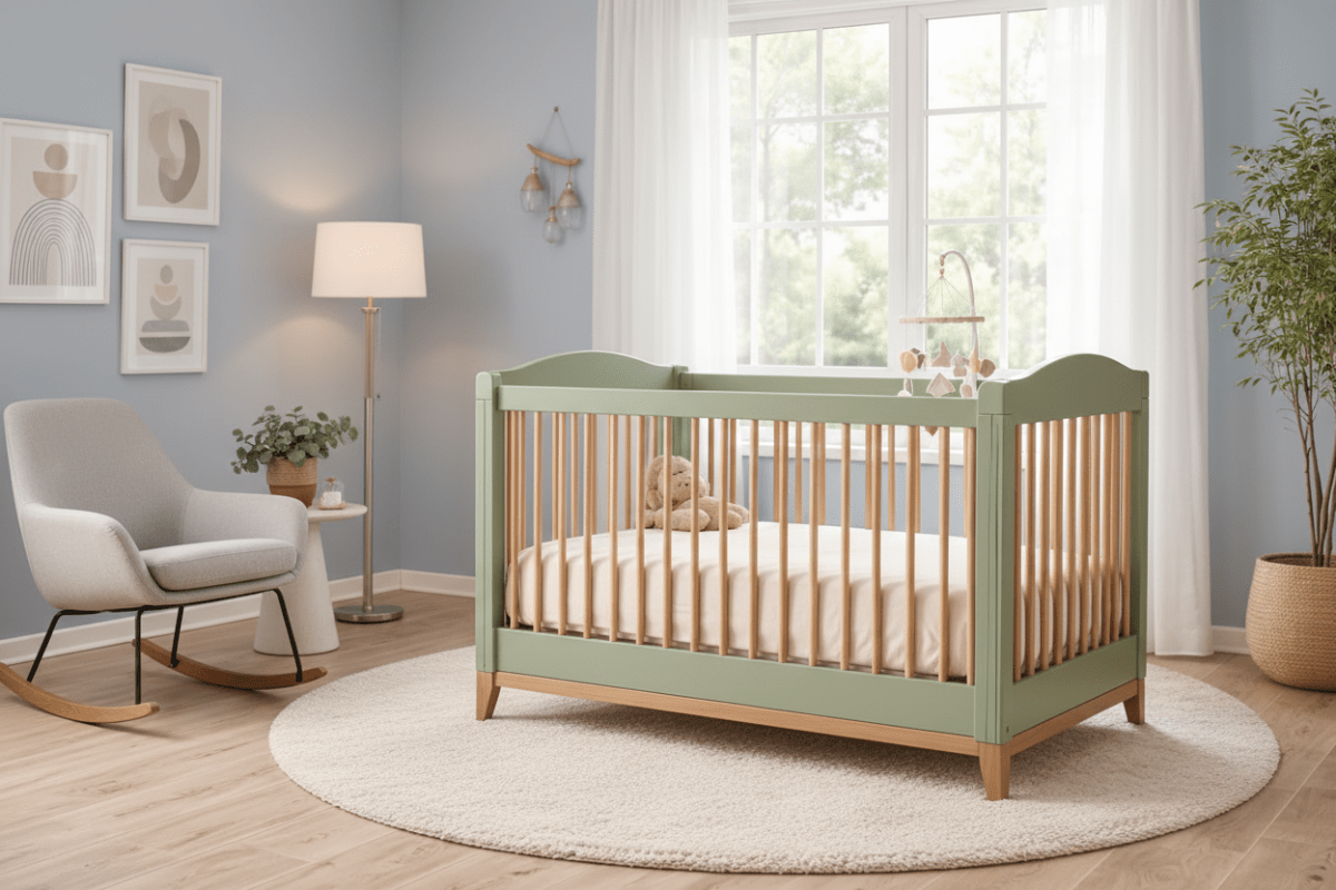 Emma 4‑in‑1 Convertible Crib with Storage Drawer Solid Wood Baby Bed