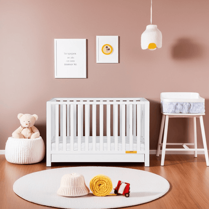 Emma 4‑in‑1 Convertible Crib with Storage Drawer Solid Wood Baby Bed