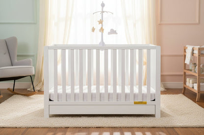 Emma 4‑in‑1 Convertible Crib with Storage Drawer Solid Wood Baby Bed