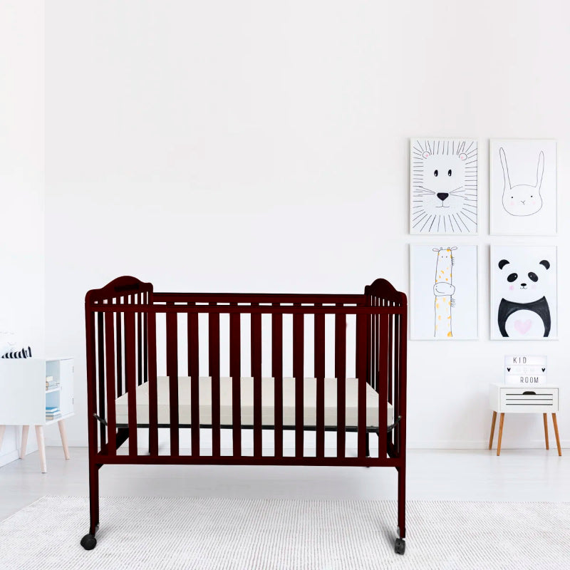 2-in-1 Convertible Baby Crib with Locking Wheels and Adjustable Mattress