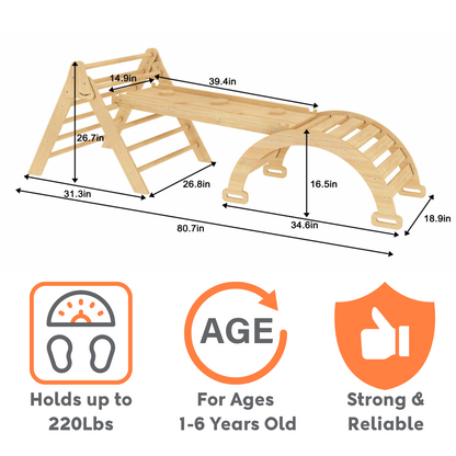 Hazel | Pikler Triangle, Slide & Rocker Set - Natural
