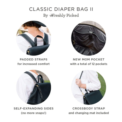 Freshly Picked Ebony Classic Diaper Bag II (Open Box)