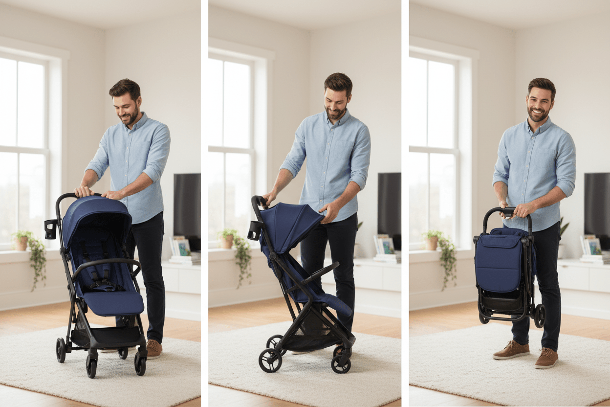 Icon Ultra Compact Lightweight Travel Stroller with One Hand Fold and Recline