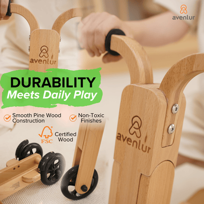 Juneberry 2-in-1 Wooden Scooter & Ride-On Toy for Toddlers