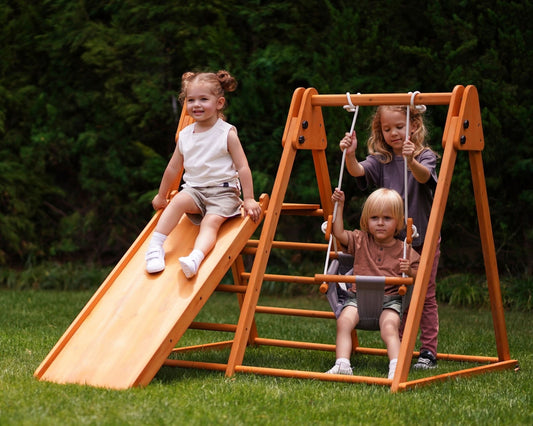 Juniper Folding Indoor & Outdoor Playset | Wooden Climber for Toddlers