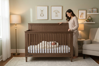 Penelope 6 In 1 Convertible Baby Crib with Scalloped Design and Adjustable Mattress Height