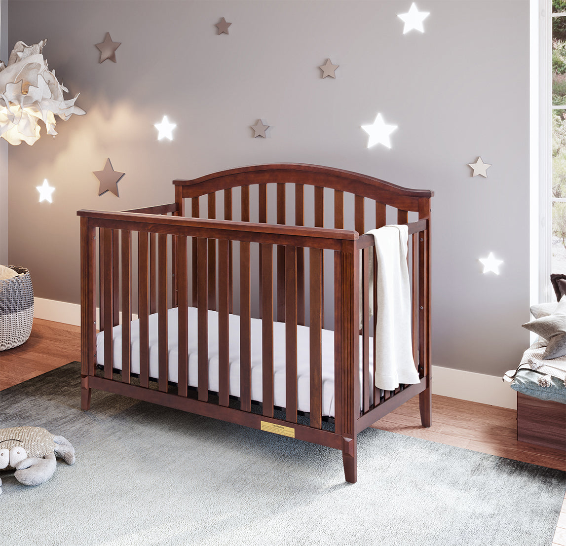 Kali 4-in-1 Convertible Crib Solid Wood Nursery Bed with Adjustable Height