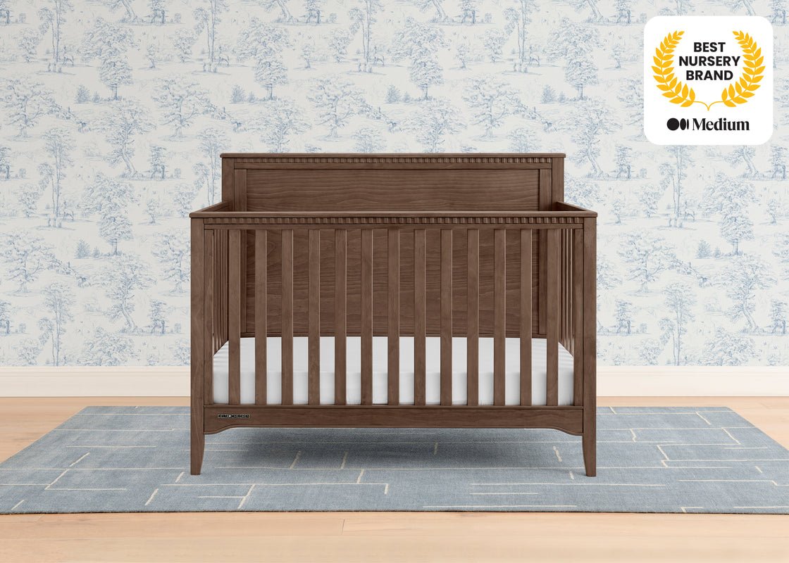 Kendall 6 In 1 Convertible Baby Crib with Classic Molding and Adjustable Mattress Height