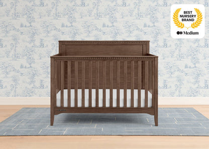 Kendall 6 In 1 Convertible Baby Crib with Classic Molding and Adjustable Mattress Height