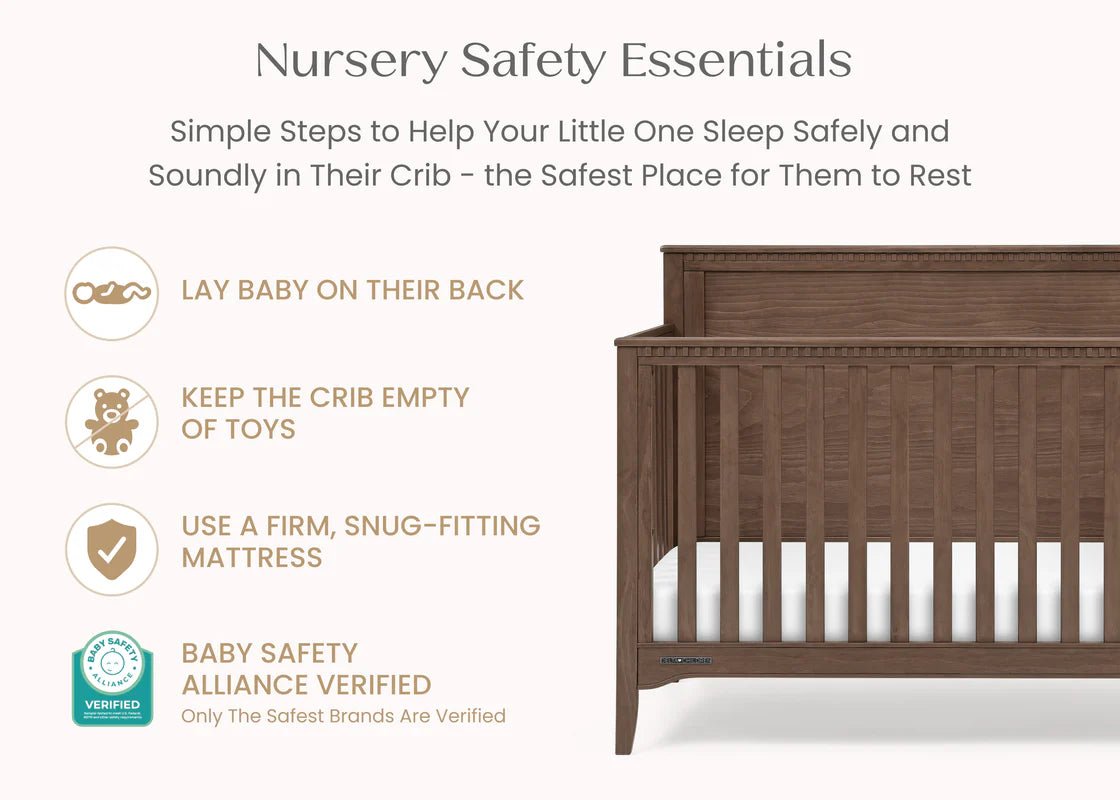 Kendall 6 In 1 Convertible Baby Crib with Classic Molding and Adjustable Mattress Height