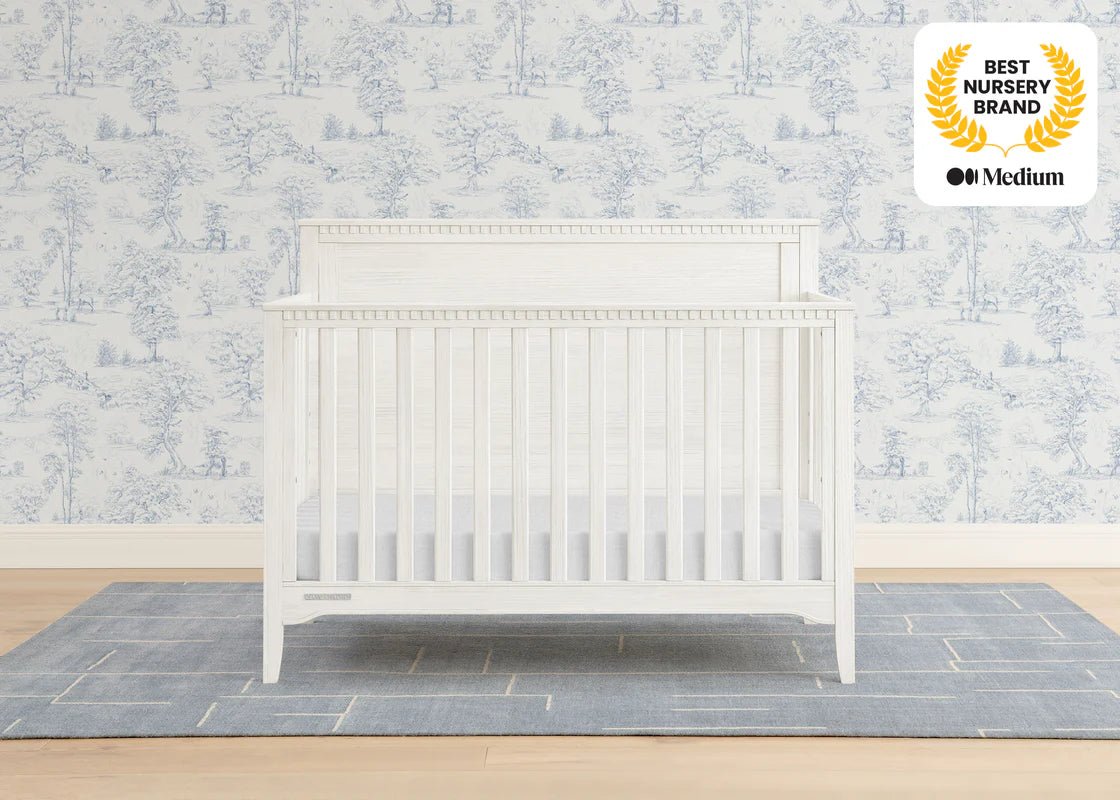 Kendall 6 In 1 Convertible Baby Crib with Classic Molding and Adjustable Mattress Height