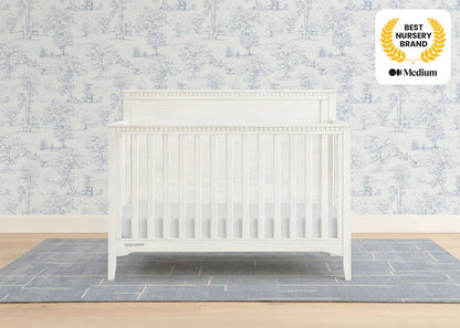 Kendall 6 In 1 Convertible Baby Crib with Classic Molding and Adjustable Mattress Height