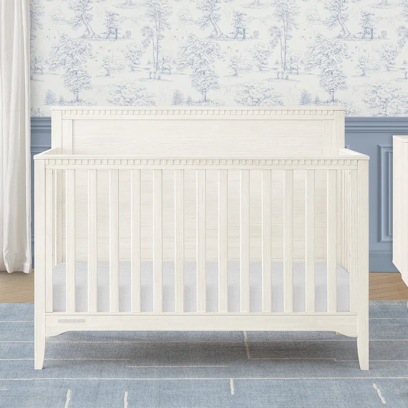 Kendall 6 In 1 Convertible Baby Crib with Classic Molding and Adjustable Mattress Height