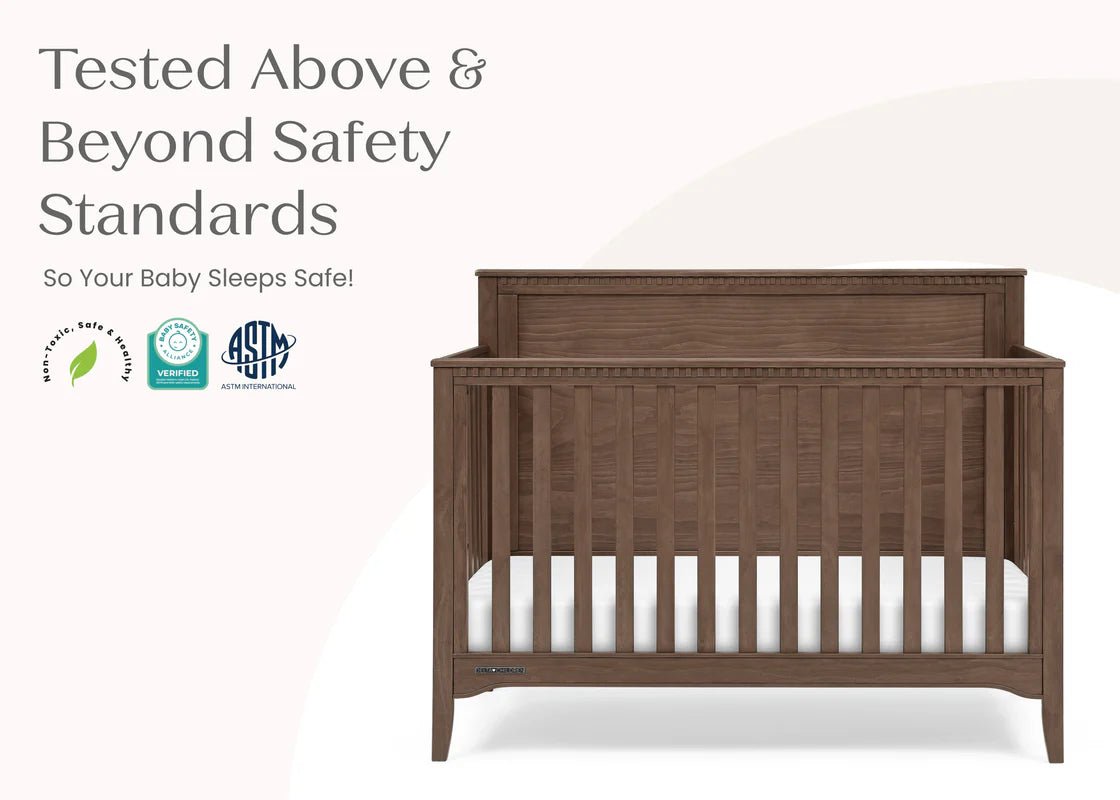 Kendall 6 In 1 Convertible Baby Crib with Classic Molding and Adjustable Mattress Height