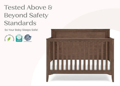 Kendall 6 In 1 Convertible Baby Crib with Classic Molding and Adjustable Mattress Height