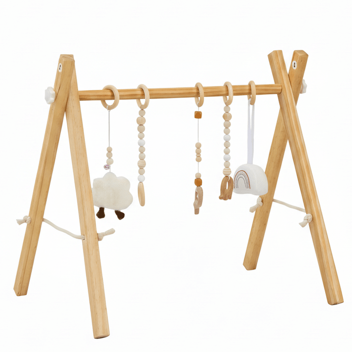 Lilac Wooden Baby Gym | Montessori Infant Play Gym with Hanging Toys
