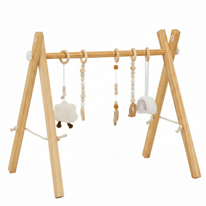 Lilac Wooden Baby Gym | Montessori Infant Play Gym with Hanging Toys