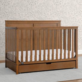 Logan 6 In 1 Convertible Baby Crib with Storage Drawer and Adjustable Mattress Height