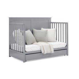 Logan 6 In 1 Convertible Baby Crib with Storage Drawer and Adjustable Mattress Height