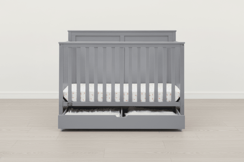 Logan 6 In 1 Convertible Baby Crib with Storage Drawer and Adjustable Mattress Height