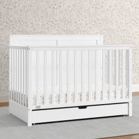 Logan 6 In 1 Convertible Baby Crib with Storage Drawer and Adjustable Mattress Height