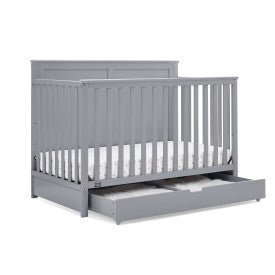Logan 6 In 1 Convertible Baby Crib with Storage Drawer and Adjustable Mattress Height