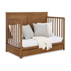 Logan 6 In 1 Convertible Baby Crib with Storage Drawer and Adjustable Mattress Height