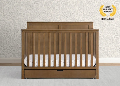 Logan 6 In 1 Convertible Baby Crib with Storage Drawer and Adjustable Mattress Height