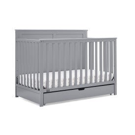 Logan 6 In 1 Convertible Baby Crib with Storage Drawer and Adjustable Mattress Height