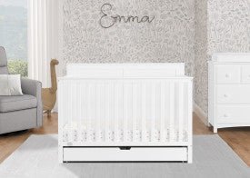Logan 6 In 1 Convertible Baby Crib with Storage Drawer and Adjustable Mattress Height