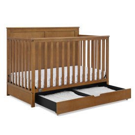 Logan 6 In 1 Convertible Baby Crib with Storage Drawer and Adjustable Mattress Height