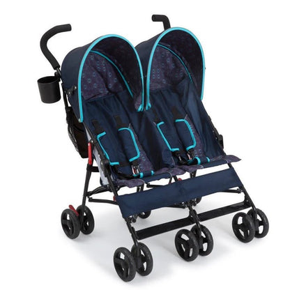 LX Lightweight Side-by-Side Double Baby Stroller with Recline and Canopy