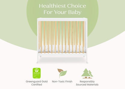 Mia Portable Folding Mini Baby Crib with Mattress and Space Saving Design