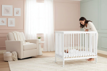 Mia Portable Folding Mini Baby Crib with Mattress and Space Saving Design