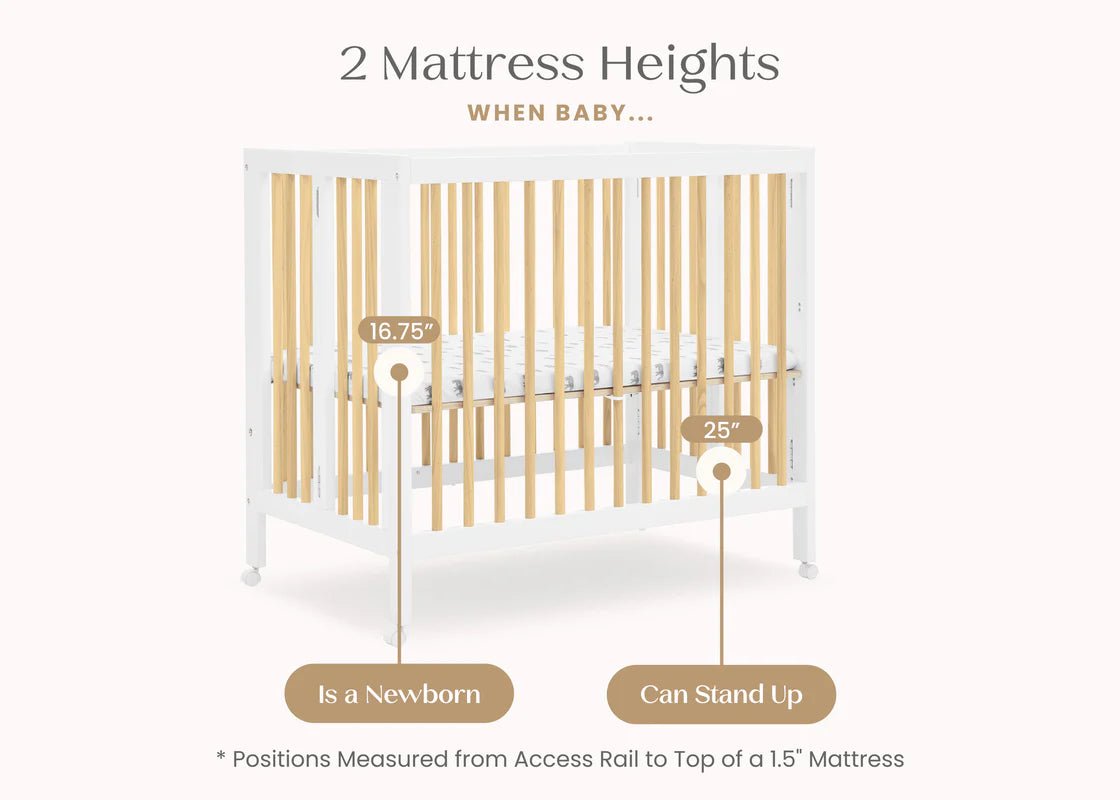 Mia Portable Folding Mini Baby Crib with Mattress and Space Saving Design